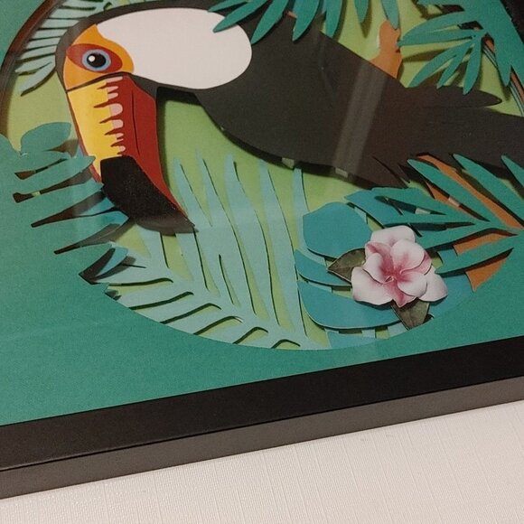 CHEERFUL Kirigami 3d Paper Art Toucan Hand Made - Picture 4 of 4